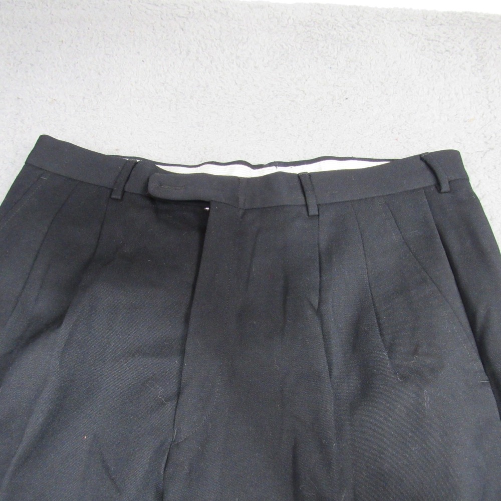 Arezio Salerno Mens Black 100% Virgin Wool Pleated Cuffed Dress Pants 32x27 - Picture 2 of 8